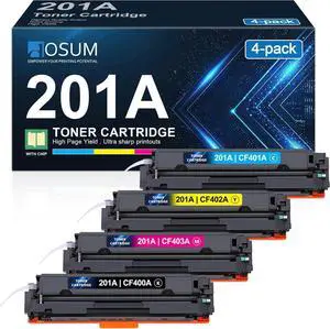 Ennovor 201A Toner Cartridge Compatible for HP 201A 4 Pack CF400A CF401A CF402A CF403A Color Laserjet Pro MFP M277dw M252dw M277n M277c6 (Black, Cyan, Magenta, Yellow)
