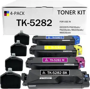 Ennovor TK5282 Compatible Kyocera Ecosys M6635cidn Toner for ECOSYS P6235cdn M6235cidn P6235cidn M6635cidn Compatible for Kyocera TK5282 TK5282K TK5282C TK5282M TK5282Y (4 Pack, BK/C/M/Y)