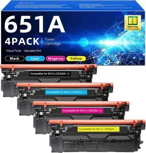Ennovor 651A Toner Cartridges 4 Pack (High Yield) - Replacement for HP 651A CE340A CE341A CE342A CE343A for Enterprise 700 Color MFP M775dn M775f M775z Printer
