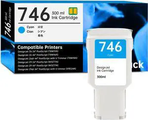 Ennovor 746 Cyan Ink Cartridge 300ml with Chip Replacement for HP 746 P2V80A Ink Cartridge Works with DesignJet Z6 DesignJet Z9+ Large Format Printers Ink, 1 Pack 746 Ink Kit