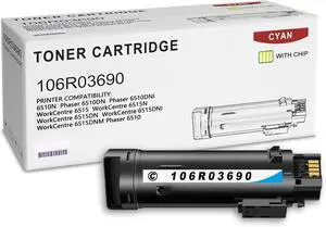Ennovor 1-Pack Cyan 106R03690 High Yield Toner Cartridge Compatible for Xerox 106R03690 Xerox Phaser 6510 6510N 6510DN 6510DNI WorkCentre 6515 6515N 6515DN 6515DNI 6515DNM Printer