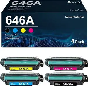 Ennovor 646X 646A Black Cyan Magenta Yellow Toner Cartridge Replacement for HP 646X 646A CE264X CF031A CF032A CF033A or Color Enterprise CM4540 MFP Series Printer, 4-Pack