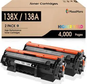 Ennovor MasaiMara 138X W1380X 138A W1380A 4,000 Pages High Capacity Compatible Toner Cartridges Replacement for HP Laserjet Pro 3001dw 3001dn 3001fdw MFP 3101fdw MFP 3101fdn Printer (Black, 2-Pack)