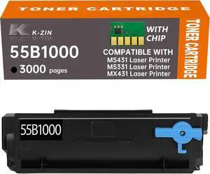 Ennovor 55B1000 Black Toner Cartridge 3000 Pages Compatible with Lexmark 55B1000/55B1H00 - Replacements for MS331/MS431dn/dw & MX331adn/MX431adn/adw Printers (Smart Chip Included)