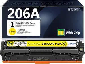 Ennovor 206A Yellow Toner Cartridge W2112A High-Yield Replacement for HP 206A Color Laserjet Pro MFP M283fdw M283cdw M283 M283fdn M282nw Pro M255 M255nw M255dw M255dn M256 Printer Ink (1-Pack)