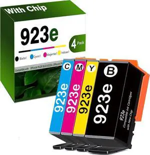 Ennovor 4 Pack 923e Ink Cartridge Combo Pack with Chip Replacement for HP 923 Ink Cartridges for HP Printers 923XL Ink Compatible for OfficeJet Pro 8138e 8130e 8135e 8139e OfficeJet 8122e 8120 8123