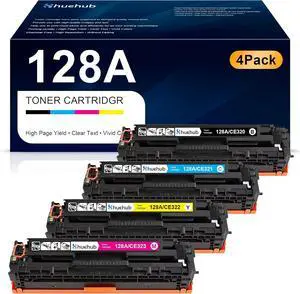 Ennovor 128A Black Cyan Magenta Yellow Toner Cartridges High Yield Replacement for HP 128A CE320A CE321A CE322A CE323A Toner for Color Pro CP1525nw CP1525n, Pro CM1415fnw CM1415fn Printer, (4 Pack)