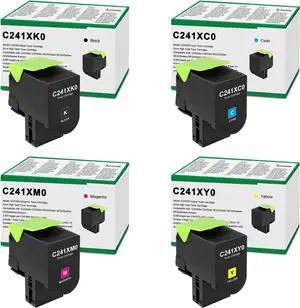Ennovor Remanufactured C241XK0 C241XC0 C241XM0 C241XY0 Extra High Yield Toner Cartridge Replacement for Lexmark C2425 C2535 MC2425 MC2535 MC2640 Printer Ink (Black Cyan Magenta Yellow)