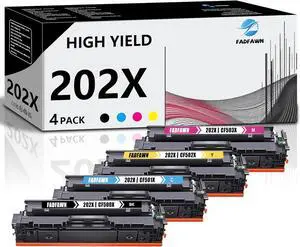 Ennovor 202X Toner Cartridge High Yield(4 Pack, BK/C/Y/M) - Replacement for HP 202X Toner Cartridges Works for Color Pro MFP M281fdw M281cdw M280nw M281fdn Printer