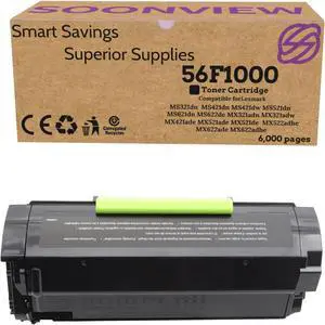 Ennovor 56F1000 Black Toner Cartridge Compatible for Lexmark MS321MS421MS521MS621MS622MX321MX421MX521MX622MX522 Printers6,000 Pages 1-Pack