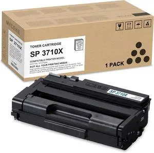 Ennovor 1 Pack SP 3710X Black Toner Cartridge: Compatible SP 3710X (408284) Replacement Toner Cartridge for Ricoh SP3710X SP3710DN Printer, 7,000 Pages Each