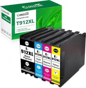 Ennovor Remanufactured T912XL Ink Cartridge T912 XL Compatible with Workforce Pro WF-C8190 WF-C8690 WF C8190 WF C8690 WFC8190 WFC8690 Printer (4 Pack, Black Cyan Magenta Yellow)