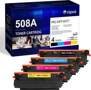 Ennovor 508A Toner Cartridge Set Raplacement for HP 508A 508X CF360A CF361A CF362A CF363A Toner Cartridges Work for Enterprise M533 M553N M553X M553dn M552 MFP M577 Printer (4-Pack, 1BK/1C/1M/1Y)