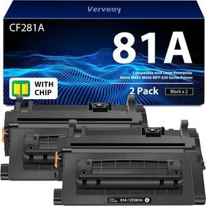 Ennovor 81A CF281A Toner Cartridge Compatible for HP 81A CF281A Black Toner Cartridge Replacement for Laserjet Enterprise M604, M605, M606 MFP M630 Series Printer (Black, 2-Pack)