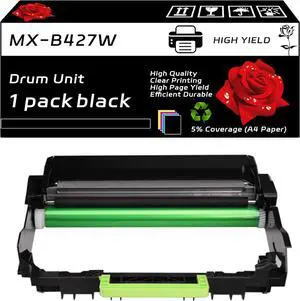 Ennovor MX-B427W Drum Unit Compatible for Sharp MX-B427PW MX-B42DU Printers, with Chip, High Yield 40000 Pages, Clear Printing (Black)