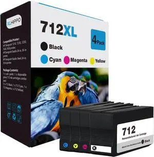 Ennovor Remanufactured 712 HP Designjet Ink Cartridge Replacement for HP 712 Ink Cartridges for DesignJet T210 T230 T250 T630 T650 Studio Plotter Printers (712XL Combo 4 Pack)