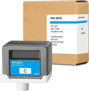 Ennovor PFI-307 Ink Tank Replacement for Canon PFI307 PFI-307C Cyan Ink Cartridge for Canon imagePROGRAF iPF830 iPF840 iPF850 CAD Plotters(1x Cyan)
