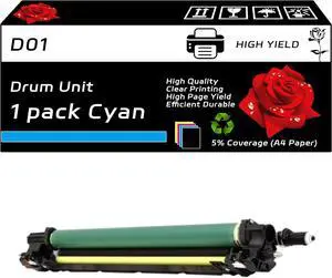Ennovor D01 Drum Unit Compatible for Canon imagePRESS C60 C650 C700 C710 C800 C810 C910 Printers, with Chip, High Yield 130000 Pages, Clear Printing (Cyan)