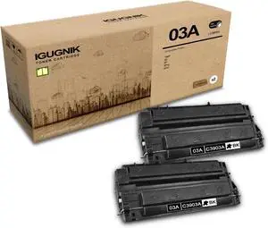 Ennovor 2-Pack 03A C3903A High Yield Black Toner Cartridge(with chip), Replacement for HP 03A C3903A for 5MP 5P 6P 6Pse 6Pxi Printer