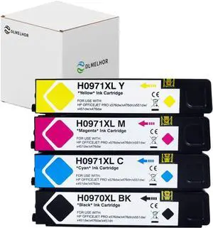 Ennovor 970XL 971XL Ink Cartridge Replacement for HP 970 971 Ink Cartridges for HP Officejet Pro X451dw X451dn X476dw X476dn X576dw X551dw Printers 4Pack(1Black,1Cyan,1Magenta,1Yellow)