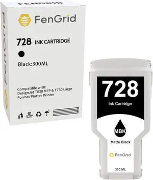 Ennovor Ink Cartridge HP 728 Matte Black Ink Compatible for DesignJet T830 T730 Printer (300-mL)