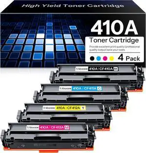 Ennovor 410A Toner Cartridge 4 Pack Replacement for HP 410A CF410A CF411A CF412A CF413A Compatible for Color Pro MFP M477fnw M477fdw M477fdn M452dn M452dw M452nw Printer Ink (1BK/1C/1M/1Y)