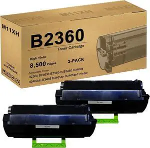 Ennovor High Yield B2360 B2360dn Black Toner Cartridge 331-9805 Replacement for Dell B2360 B2360d B2360dn B3460 B3460d B3460dn B3465 B3465dn B3465dnf Printer (8,500 Pages,2-Pack)