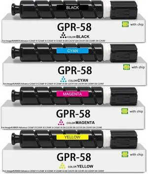 Ennovor GPR58 Toner Cartridge Replacement for Canon GPR-58 Toner ImageRUNNER Advance C256iF II C256iF III C356iF II C356iF III DX C257iF DX C357iF DX C359IF DX C259IF(4Packs,Black,Cyan,Magenta,Yellow)