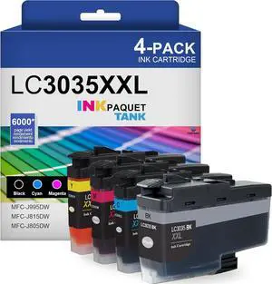 Ennovor LC3035 BK/C/M/Y Ink Cartridges (4-Pack) - Compatible for Brother Printer High Yield Replacement for Brother MFC-J995DW MFC-J815DW MFC-J805DW