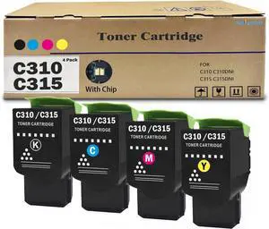 Ennovor 4-Pack C310 C315 Toner Cartridges High Yield Black Cyan Magenta Yellow Compatible with Xerox C310 Toner for C310DNI C315DNI Printer