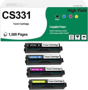 Ennovor 20N10K0 20N10C0 20N10M0 20N10Y0 Toner Cartridge Use for CS331 CS331dw CX331 CX331adwe CS431 CX431 Printers (4-Pack)