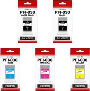 Ennovor MEZOO PFI030 PFI-030 Ink Cartridge High Yield Compatible for PFI 030 PFI-030MBK PFI-030BK PFI-030C PFI-030M PFI-030Y Ink Replacement for imagePROGRAF TA-20 TA-30 TM-240 TM-340 Printer (5-Pack)