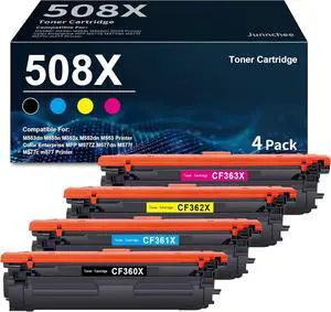 Ennovor 508X 508A Toner Cartridge Replacement for HP 508X CF360X CF361X CF362X CF363X Toner Cartridge for Color M553 M552 MFP M577 Series Printer (4-Pack, Black Cyan Magenta Yellow)