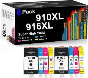 Ennovor 910XL 916XL Black and Color for HP Ink Cartridge Compatible Replacement for 910XL 916XL for HP OfficeJet Pro 8020 8022 8024 8025 8028 8031 8033 8034 8035 AI0 Ink Cartridges,Combo Pack*2