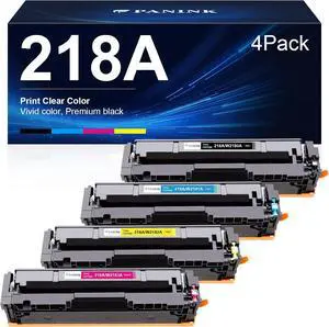 Ennovor 218A Toner Cartridge 4 Pack (No Chip) Replacement for HP 218A 218X W2180A W2180X Toner Cartridge Set Compatible with HP Color Pro MFP 3301fdw 3301cdw 3201dw 3301sdw Printer