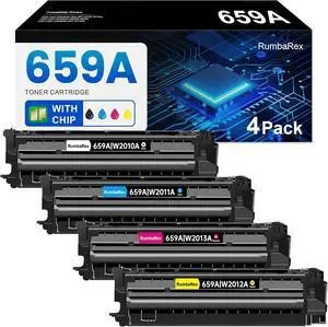 Ennovor 659A Toner Cartridges W2010A W2011A W2012A W2013A Replacement for HP 659A Toner Cartridge for Color Laser M776z M776zs M856dn M856x M776dn Printer Ink 4-Pack(Black Cyan Magenta Yellow)