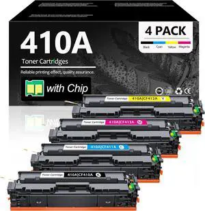 Ennovor 410A Toner Cartridges 4 Pack: Replacement for HP 410A CF410A with Color Pro MFP M477fnw M452dn M477fdw M477fdn M452nw M452dw Printer Ink (Black Cyan Magenta Yellow)