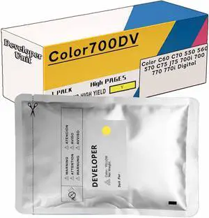 Ennovor Color700DV Developer Unit Compatible for Fuji Xerox Color C60 C70 550 560 570 C75 J75 700i Printers, High Yield High Pages Black with High Pages Color Y - Yellow