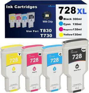 Ennovor 728 728xl Ink Cartridges Replacement for HP 728 Ink Cartridge HP DesignJet T830 MFP T730 Series Printer Ink.F9J68A F9K17A F9K16A F9K15A