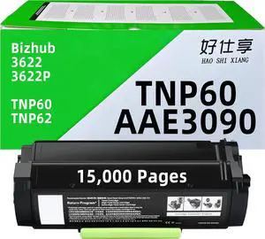 Ennovor TNP60 TNP62 AAE3090 Remanufactured High Yield Toner Cartridge Compatible for Konica Minolta Bizhub 3622 3622P Printer (TNP60/62 Toner-1Pack-15000Pages)