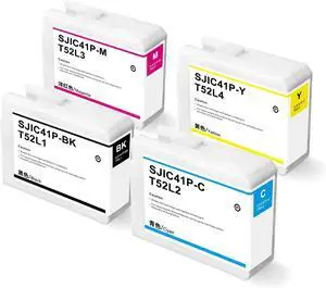 Ennovor YOUEXPERT SJIC41P Ink Cartridges Remanufactured C13T52L120 C13T52L220 C13T52L320 C13T52L420 Compatible for ColorWorks CW-C4000 Color Inkjet Gloss Label Printer (BK, C, M, Y, 4Pack)