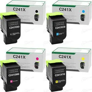 Ennovor C241XK0 C241XC0 C241XM0 C241XY0 Extra High Yield Toner Cartridge Compatible for Lexmark C2325 C2425 C2535 MC2325 MC2425 MC2535 MC2640 Laser Printer (C/M/Y/BK,4-Pack)