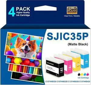 Ennovor Remanufactured SJIC35P Ink Cartridges C13T44B520 C13T44B220 C13T44B320 C13T44B420 Compatible with ColorWorks CW-C6000Au CW-C6000Pu CW-C6500Au CW-C6500Pu Color Inkjet Matte Label Printer