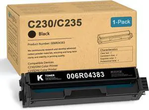 Ennovor C230 C235 Black Toner Cartridge (with Chip) - 1 Pack C230/C235 Ink Cartridge, 006R04383 Toner Replacement for Xerox C230 C235 Color Printer