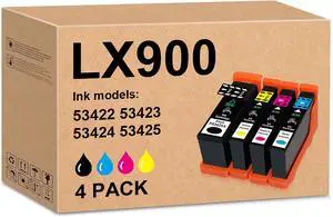 Ennovor 53422 Ink Cartridge Replacement for Primera 53422 53423 53424 53425 Black and Color Ink with Primera LX900 Printer Ink (4 Pack, 1Black,1Cyan,1Magenta,1Yellow)