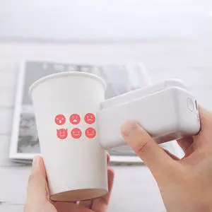 Ennovor PrintPods Handheld Inkjet Printer for T-Shirts, Cartons, Wood Grain, Portable Mini Printer Custom Logo, Time, Pattern, Word, QR Code - Bluetooth, Light Red FancyBox 1PCS