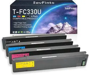 Ennovor T-FC330U TFC330U High Capacity Toner Cartridge Compatible with Toshiba E-Studio 330AC 400AC Printer(T-FC330U-K T-FC330U-C T-FC330U-M T-FC330U-Y,BCMY, 4-Pack)
