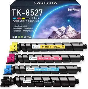 Ennovor TK-8527 TK-8529 Toner Cartridge Set Replacement for Kyocera TK-8527 TK-8529 TK8527 TK8529 for Kyocera TASKalfa 3552ci, 3553ci, 4052ci, 4053ci Printer (4 Pack, BCMY)