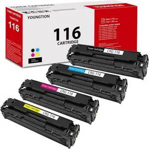 Ennovor 116 Toner Cartridge 4-Pack 116 CRG116 Toner Compatible Replacement for Canon Color ImageClass MF8280Cw MF8230Cn MF620C MF621Cn MF624Cw MF628Cw MF623Cn MF626Cn LBP7110Cw Printer(1BK/1C/1M/1Y)