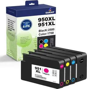 Ennovor 950xl 951xl High Yield Ink Cartridges Set with Chip Replacement for 950 951 Ink cartridges OfficeJet Pro 8100 8600 8610 8615 8620 8625 8630 251DW 276DW Printers